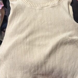 Topshop Ribbed Ivory Tank Top